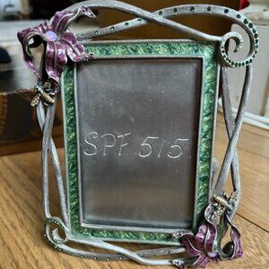 Jay Strongwater Lily Flowers & Bees Picture Frame Swarovski Crystals & Enamel